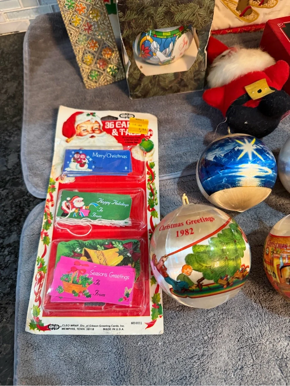 Vintage Christmas Wrapping Paper Gift Tags Ornaments Ketchy 70’’s 80’s Lot
